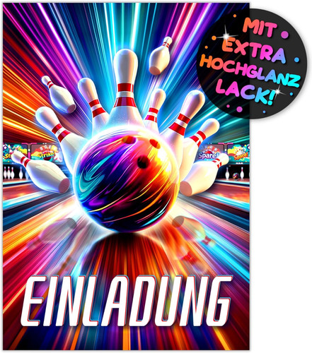 12x bowling einladungskarten - bowling,