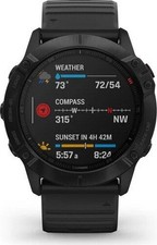 Garmin Fenix 6X Pro 51mm GPS Silikon schwarz Edelstah Gebraucht – akzeptabel