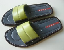 PRADA Sport Slides Pantoletten  unbenutzt  Sandalen Leder felce+teak Gr. 38