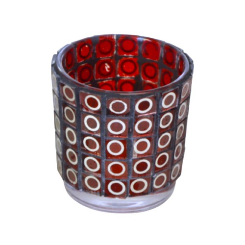 Mosaik windlicht rot silber - rot, 7