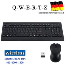 Dünne, Leise, Wireless Combo Funk Tastatur, Maus-Set Deutsch, QWERTZ Schwarz DE