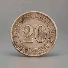 20 Pfennig Deutsches Reich 1887 F Kursmünze 