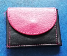 kleines Portemonnaie Geldbörse Leder braun mit bordeaux