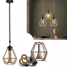 Vintage Hanfseil Pendelleuchte