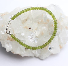 Peridot Armband edelsteinarmband Grün Olivin facettiert Rondell ca. 19,5 cm lang