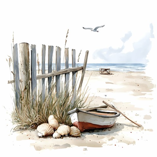 Wandbild ruderboot strand meer - wandbild,
