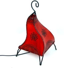Marokkanische Lampe 40cm Stehlampe Leder Leuchte Orange Henna Deko orientalisch