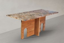 Couchtisch recta Ceppo Rosso aus Naturstein und Massivholz Eiche