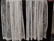 Stangen Tüll Vorhang Gardinen 2St. Set 83 x 142cm Bistro Kurzgardinen Fein Weiß 