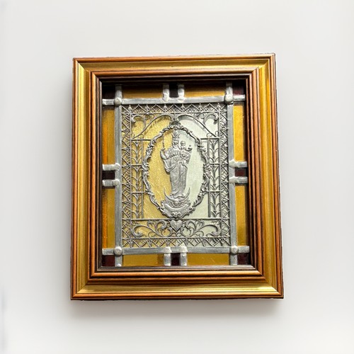 Vintage bleiglasbild madonna - bleiglasbild,