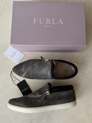Women furla loafers grey suede - grey,
