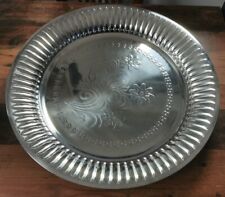 Großes Tablett Silber Servierteller Edelstahl Rund Tepsi Sofra Buffet 