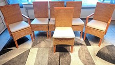 Rattan Stuhl mit Sitzkissen, 6 Stück, 2 mit Armlehne, Esszimmer