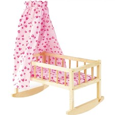 Holz-Puppenwiege mit Bettzeug
