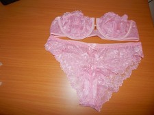 BH Set M Dessous  sexy  BH und Höschen  Slip rosa rose` 75C,80A,80B cheekster