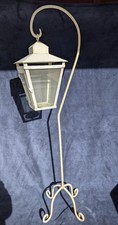 Windlicht, Standlaterne aus Eisen, weiß, abnehmbare Laterne, ca. 135 cm x 40 cm