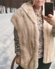 Schöne üppige creme silber weiße Nerz stola pelz pelzjacke