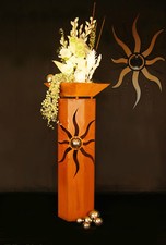 8-Eck Säule Sonne Edelrost