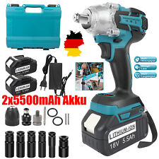 Akku Schlagschrauber mit 2 5,5Ah Akku Akkuschraube Bürstenloser Motor Für Makita