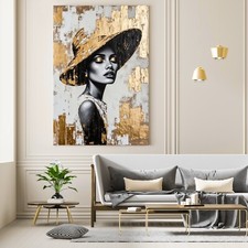 ✅ Gold Elegante Frau mit Hut