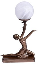Tischleuchte Art Deco Frau Retro Lampe Kugelschirm Tischlampe Nachttischlampe