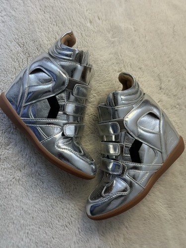Silberne keilabsatz sneaker - silberne, /