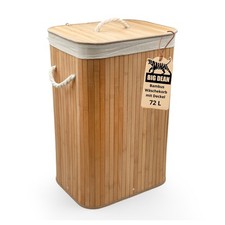 Wäschekorb Bambus 72L Wäschesammler Wäschetruhe Wäschetonne mit Deckel