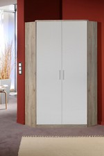 Jugendzimmer Kleiderschrank Schlafzimmerschrank Eckkleiderschrank weiß Eiche Nb.