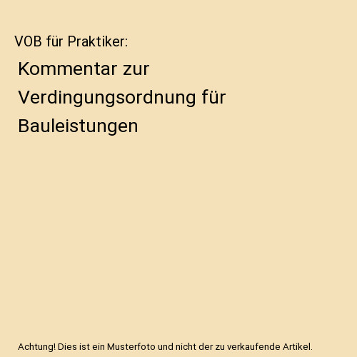 Vob für praktiker kommentar - für,