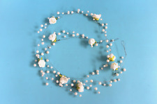 Rosengirlande mit Perlen Rosen Perlen Girlande  Draht Kette 115 cm cremeweiß