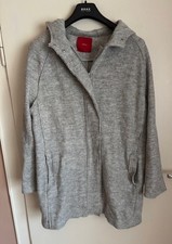 Long Jacke Kurzmantel Parka von S. Oliver passt Gr 44 grau Filzwolle mit Kapuze