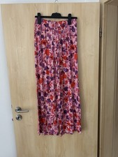 H&M Damen Hose Viskose Gr S Blumen Rosa Pink Weit Eleganz