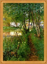 Vor dem Haus in Aibling Teich Weiher Pfad Schatten Weg Sperl A3 06 Gerahmt