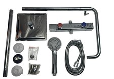 Ibergrif Duschsystem Regendusche Komplettset mit Thermostat Chrom Eckig