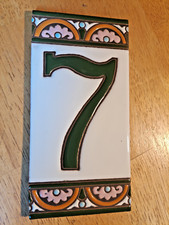 Spanische Hausnummer aus Keramikfliesen Nummer 7, 15x7,5 cm