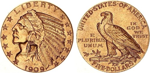 Usa dollar gold - usa, 1909
