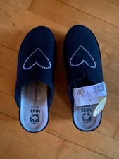 Mubb  Damen Hausschuhe Pantoletten schwarz Damen Gr 42 Neu ? mit Strass Herz ?