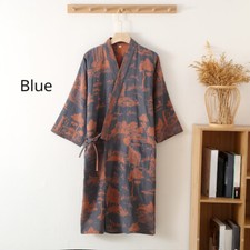 Herren Baumwolle Yukata Kimono Robe Bademantel Blume Brokat Ethnisch Nachtwäsche