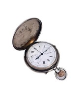 Interessante englische Taschenuhr Holloway Savonette Chronograph 54mm Silber