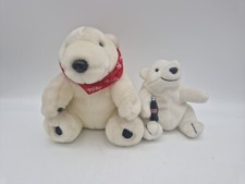 Coca Cola Eisbär Plüschtier mit Halstuch & Eisbär mit Flasche (16cm & 12cm)