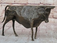 Bronze Skulptur Moderne Abstract Kunst Stier Von Picasso Cubist 100% Solid