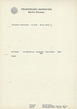 DDR MdI Polizei Volkspolizei Briefpapier VPI Berlin Pankow A5 + A4