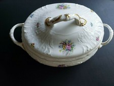 Rosenthal Sanssouci - Selb Bavaria - Terrine Goldrand und Blumen - weiß -