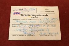 Altes DD-Dokument: FDGB VERSICHERUNGSAUSWEIS für Rentner - DDR 1986,