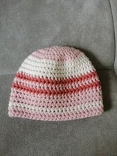 Mädchen Winter Mütze für Babys / Kleinkinder magnolie himbeere weiß U 45 cm NEU