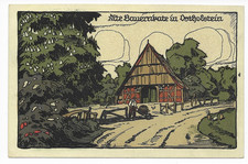 (1) 2xxx  ALTE BAUERNKATE IN OSTHOLSTEIN  --  KÜNSTLER-STEINDRUCK