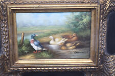 Gemälde Öl auf Holz "Enten