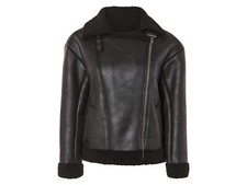 esmara® Damen Bikerjacke, gefüttert mit Lammfellimitat, M, schwarz - B-Ware