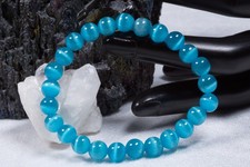 Glas Armband Katzenauge Blau | 8mm Kugelarmband