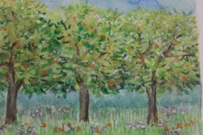 Aquarell "Obstgarten" Original